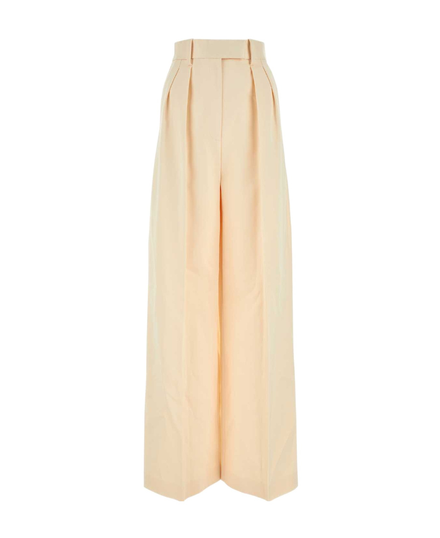 Khaite Ivory Cotton Blend Wide-leg Teyana Pant In Nude