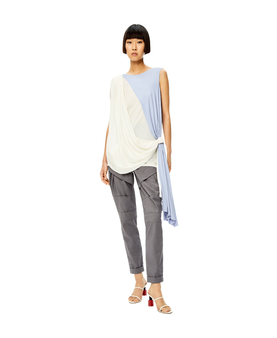 Loewe High-waisted Pleated Casual Pants In Gray