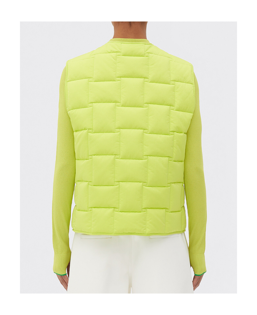 Bottega Veneta Intrecciato Pattern Padded Gilet In Yellow