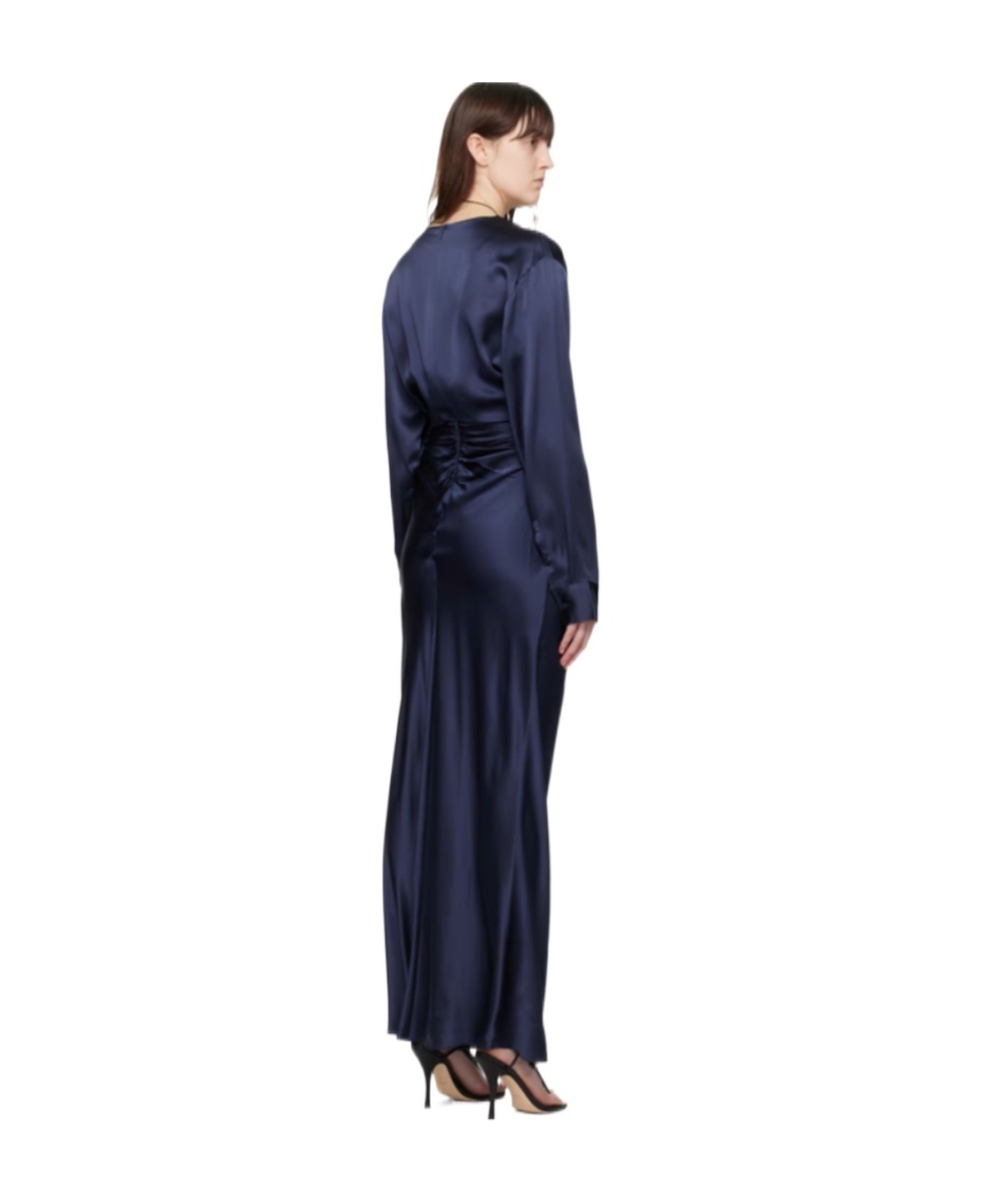 Christopher Esber Triquetra Twist Silk Dress In Blue