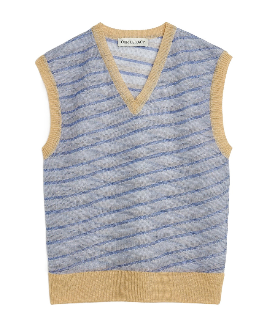 Our Legacy Static Stripes Knitted Vest In Gray