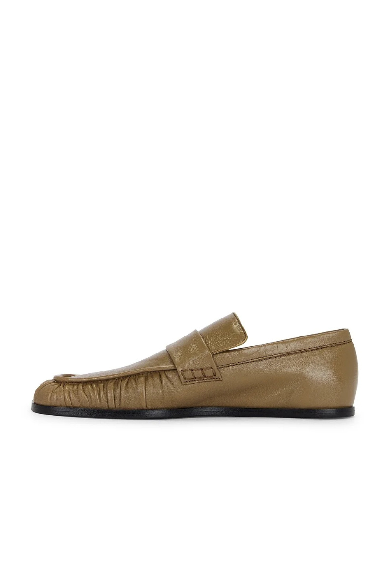 Jil Sander Wrinkled Leather Square-toe Loafers In Multi