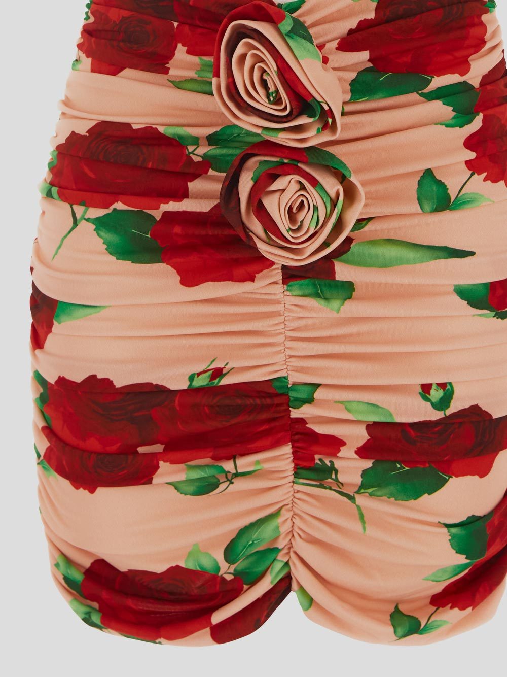 Magda Butrym Cutout Ruched Floral-print Jersey Mini Dress In Nude