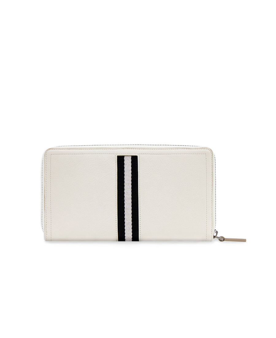 Shop Bally Striped Detail Wallet In White