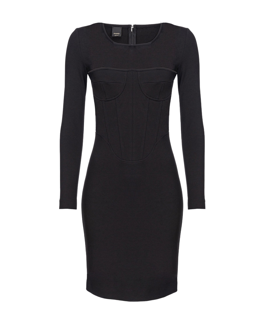 Pinko Corset-style Long-sleeve Minidress In Black