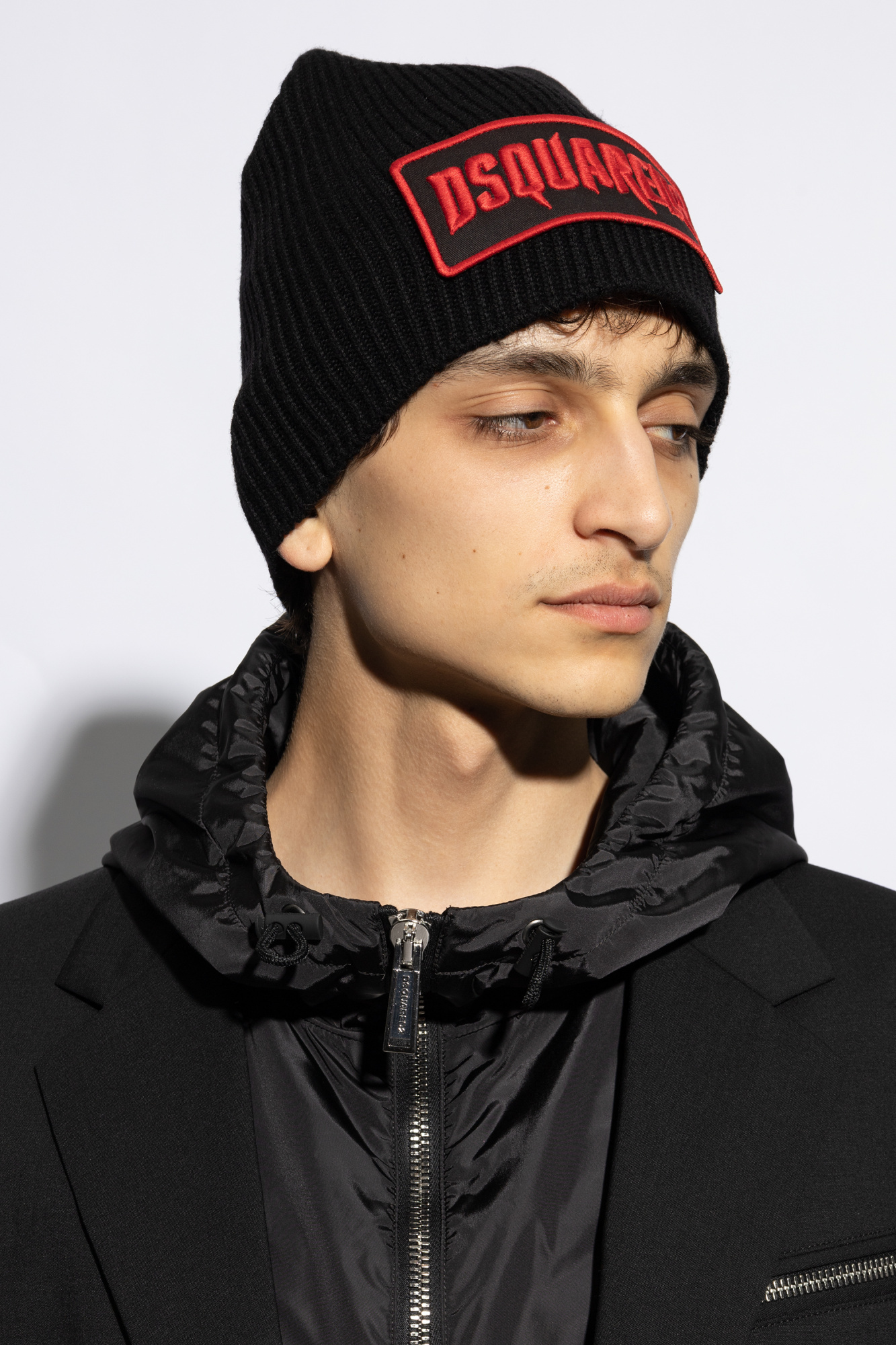 Dsquared2 Logo-appliqué Wool Beanie In Black