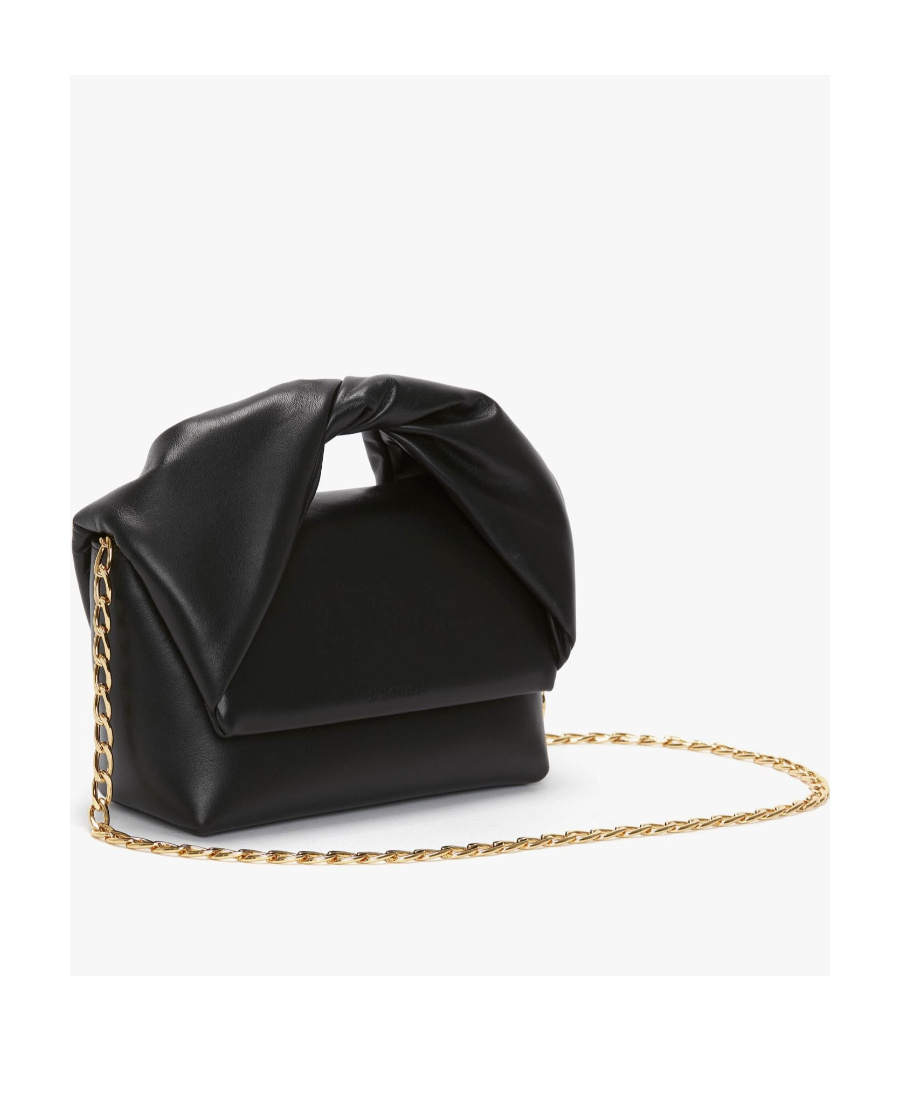 Jw Anderson Medium Twister Leather Tote Bag In Black