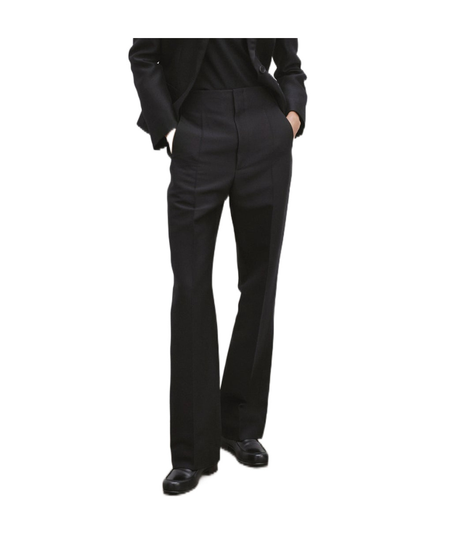 The Row Roger Wool-silk Twill Straight-leg Pants In Black