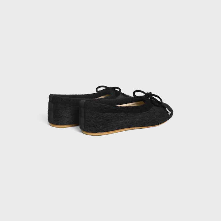 Celine Abby Ballerina In Alpaca Wool Fabric In Black