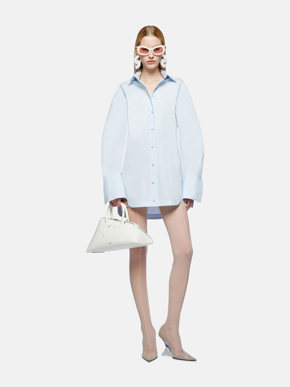 Shop Attico Logo-embroidered Cotton Shirt In Blue
