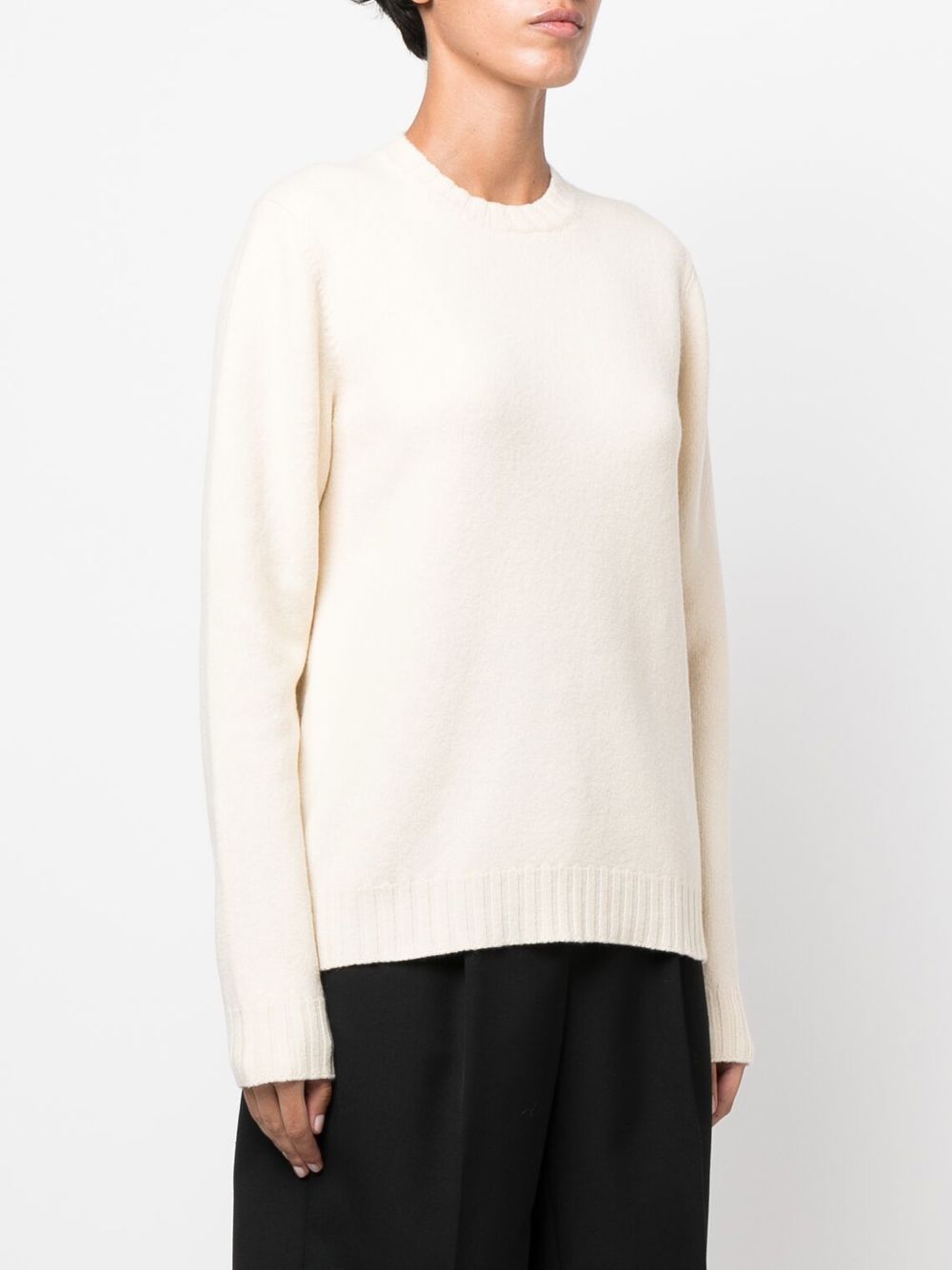 Jil Sander Wool Crew Neck Jumper In White