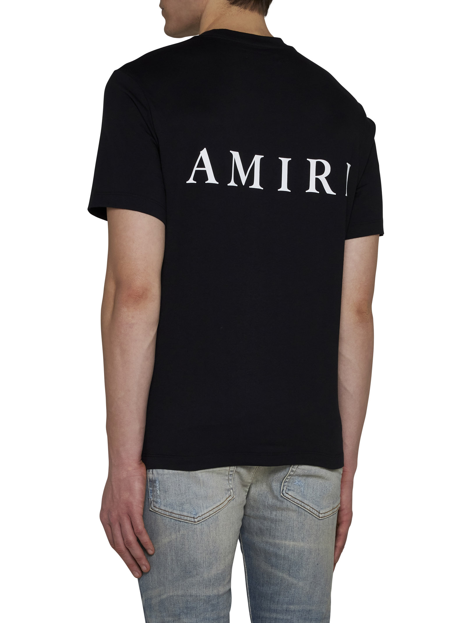 Amiri Jazz Wolf Black Crewneck T-shirt With Logo Lettering On The Front And Maxi Print On The Rear In Cott In Black