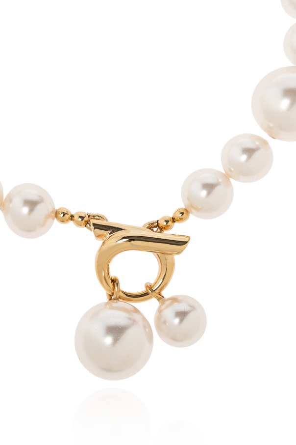 Ferragamo Gancini Pendant Pearl Bracelet In White