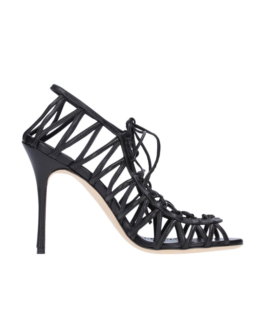 Manolo Blahnik Hollow-out High-heeled Sandals In Black