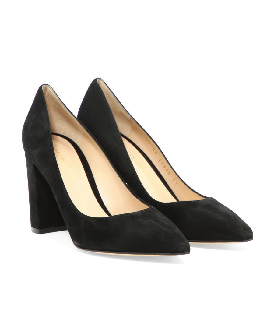 Gianvito Rossi Block-heel Pointed Suede Pumps In Black