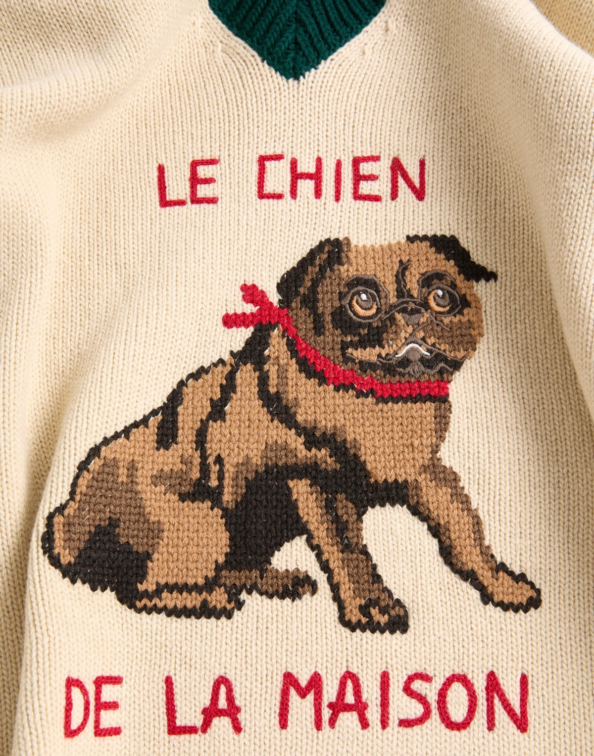 Valentino Butter-coloured Sweater With Le Chien De La Maison Embroidery In Nude