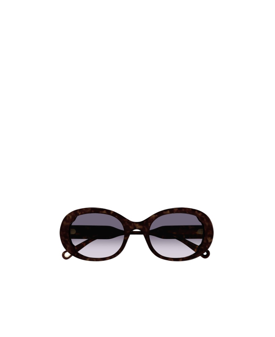 Chloé Havana Oval-frame Sunglasses In Black