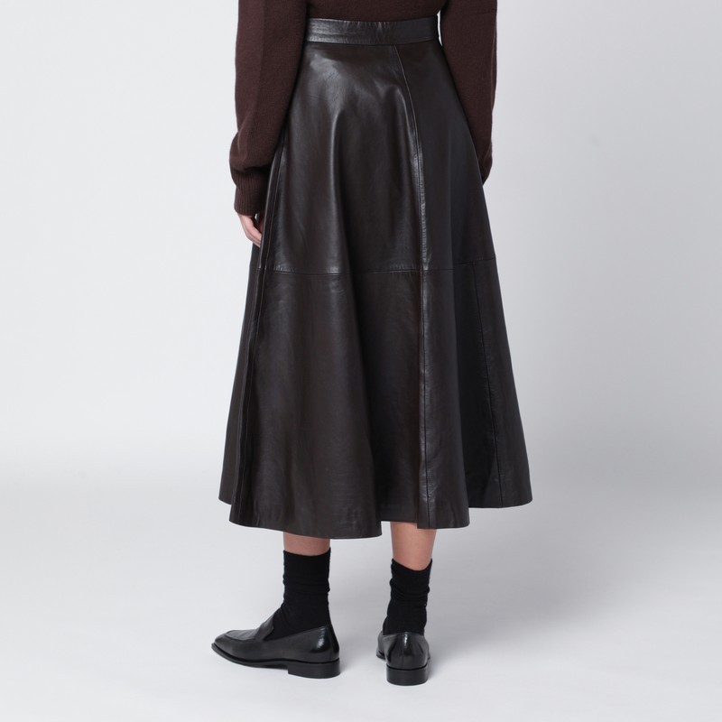 Rohe Leather A-line Skirt In Brown
