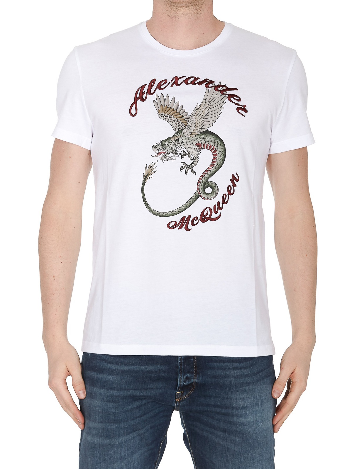 Alexander Mcqueen Feilong Logo Printed T-shirt In White
