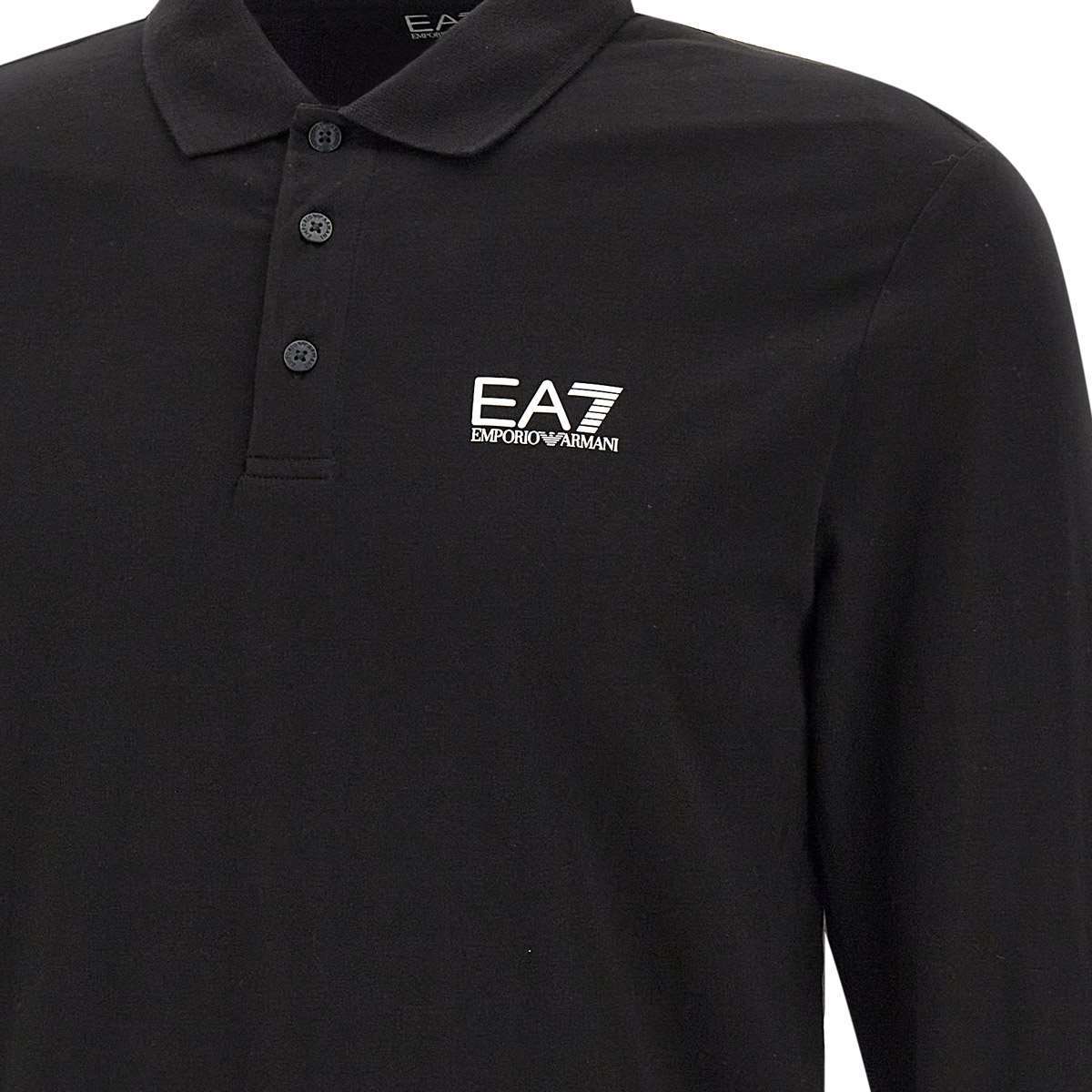 Ea7 Rubberised-logo Polo Shirt In Black