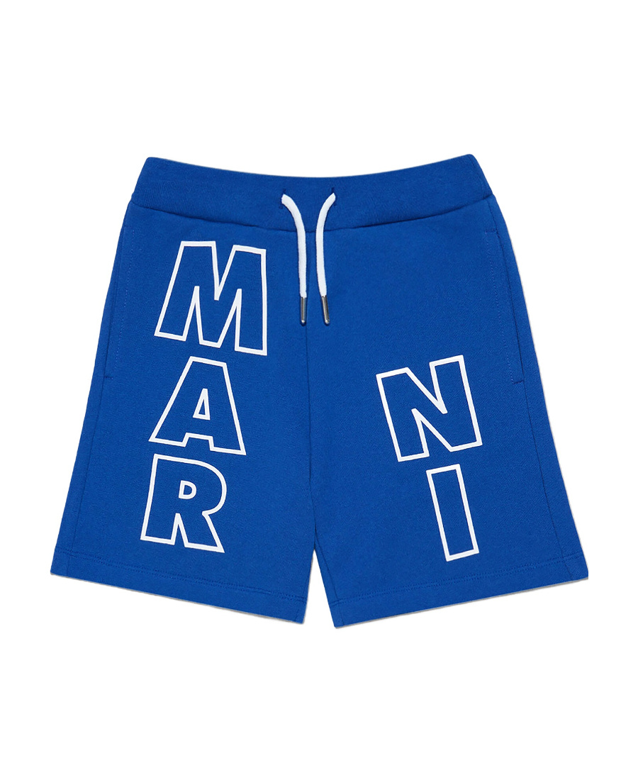 Marni Blue Logo Velvet Shorts In Blue