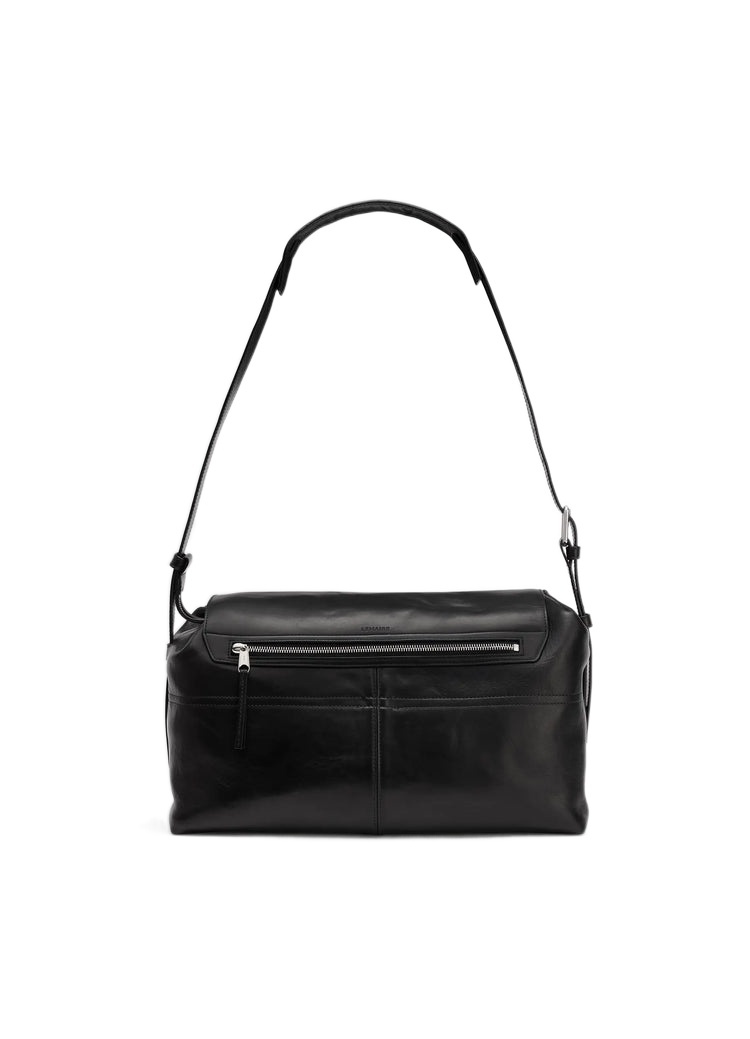 Lemaire Weekend Gear Leather Crossbody Bag With Pockets In Black