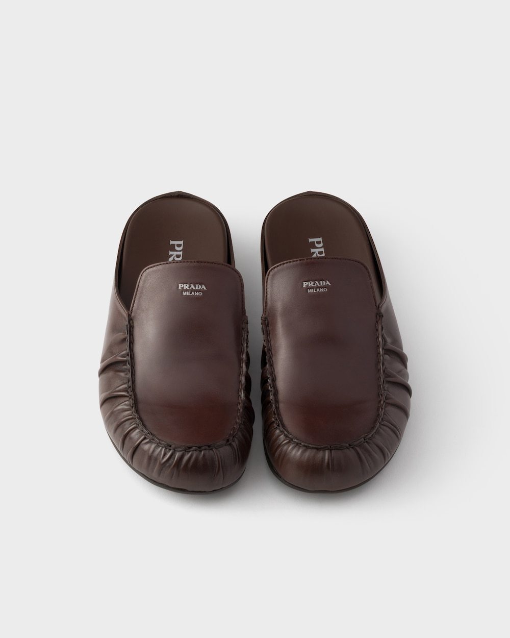 Prada Leather Mules In Ochre