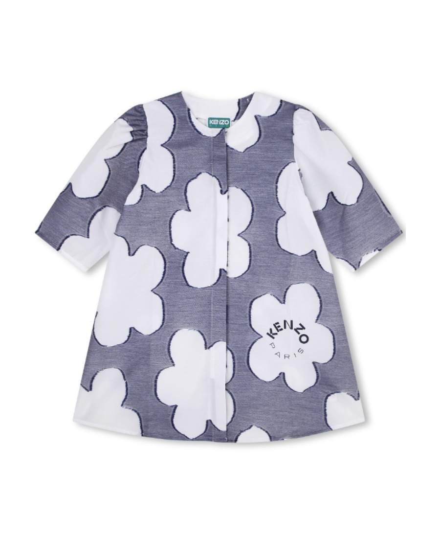 KENZO FLORAL-PRINT SHORT-SLEEVE DRESS