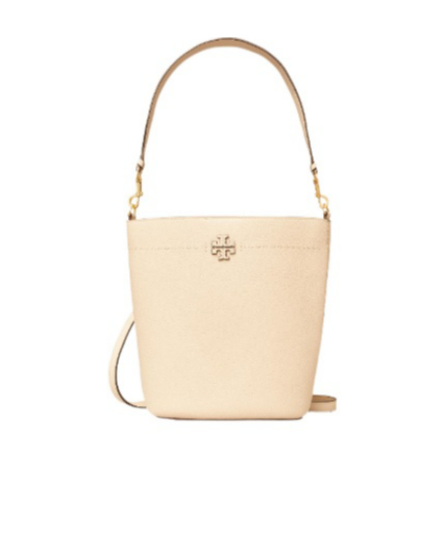 Tory Burch Mcgraw Logo Bucket Bag In Nude