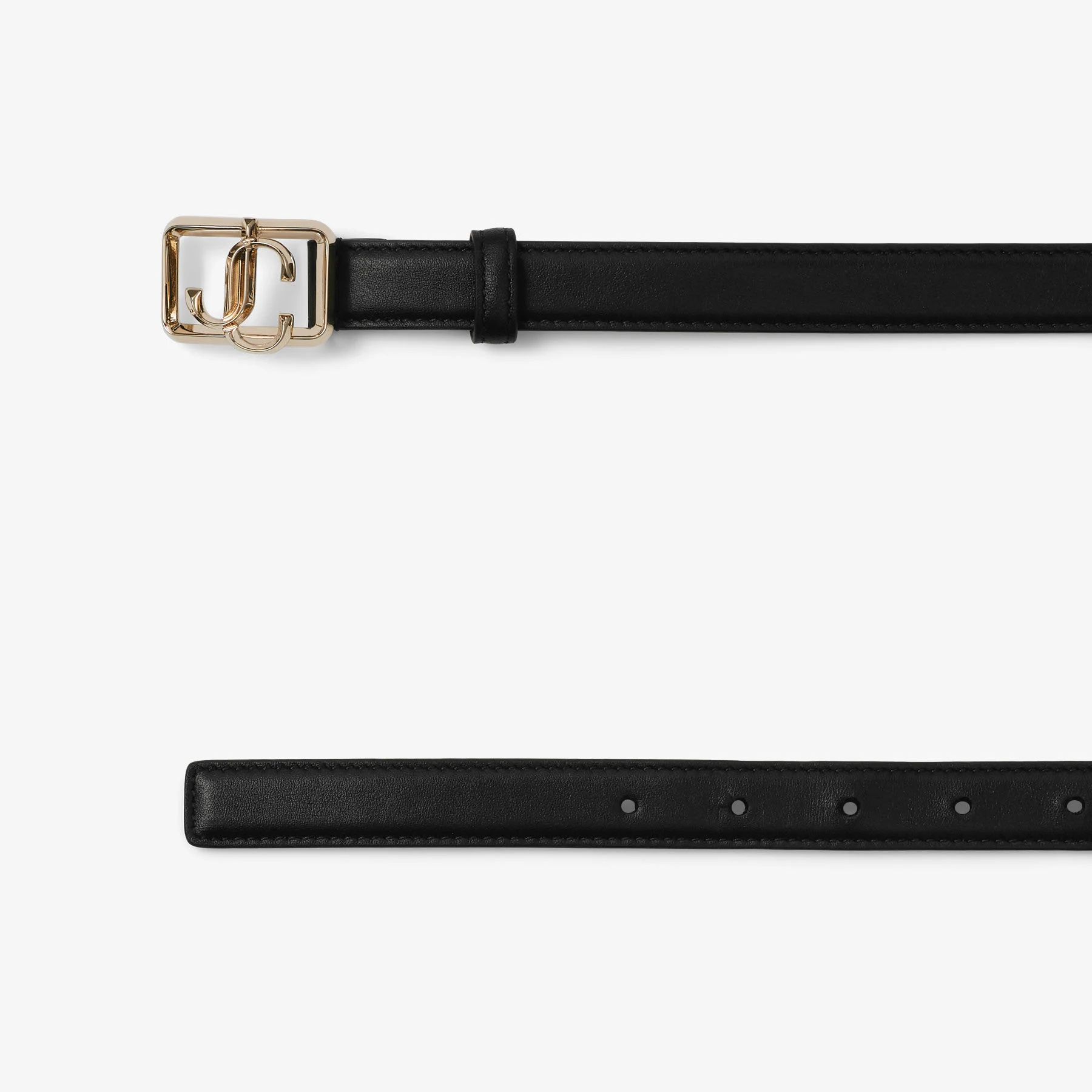 Jimmy Choo Jc Buckle Leather Belt In Black