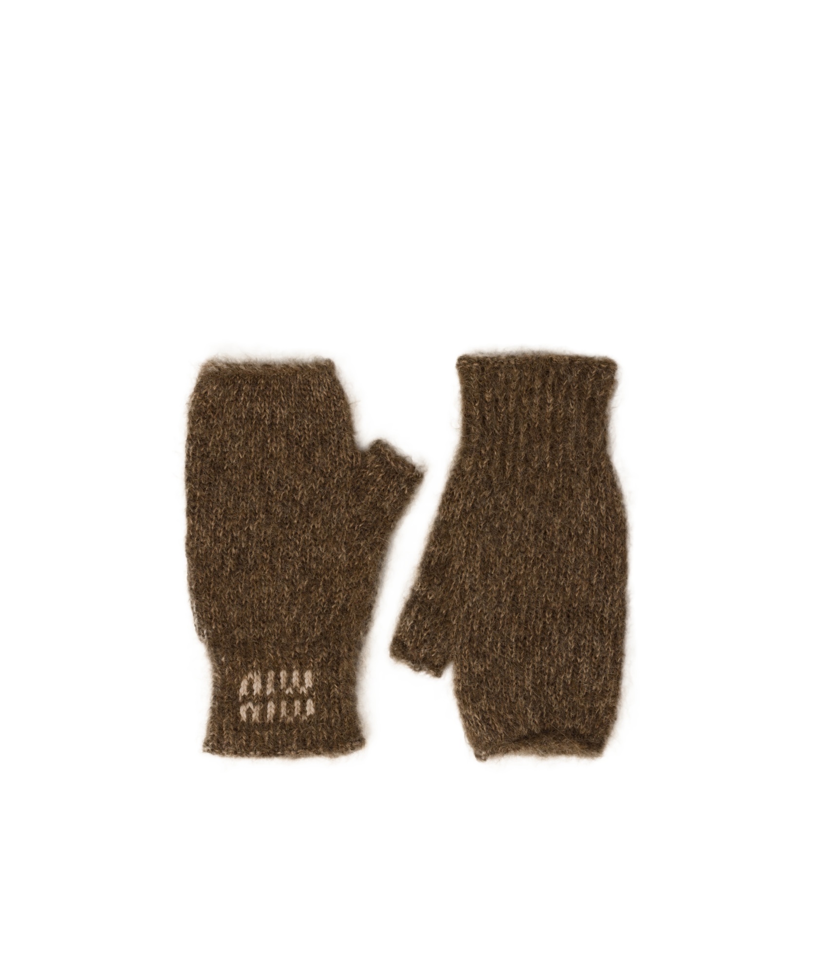 Miu Miu Wool And Mohair Gloves In Brown