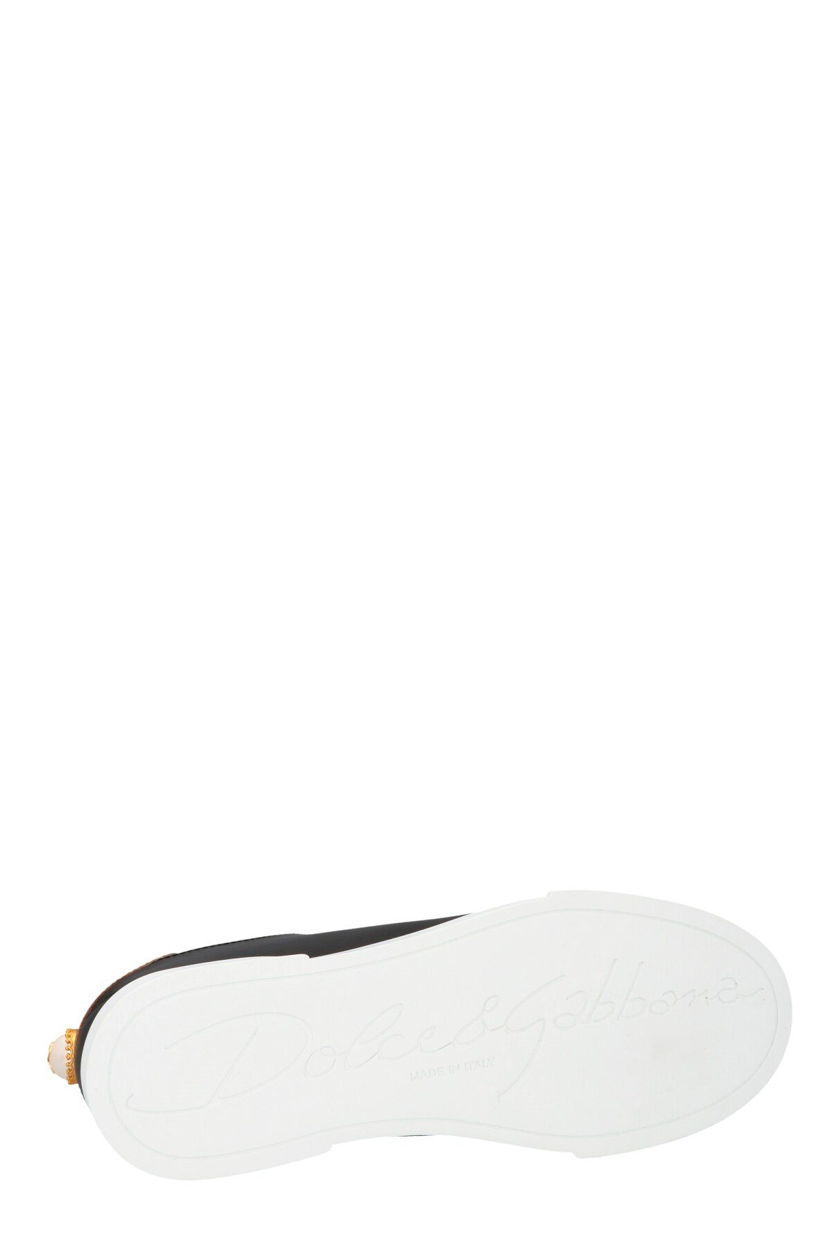 Dolce & Gabbana Embellished Leather Sneakers In Black