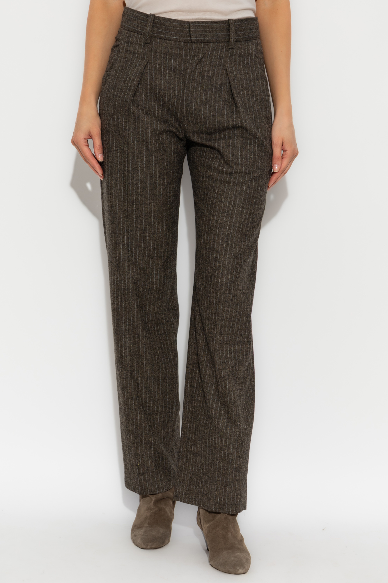 Isabel Marant Striped Casual Pants In Gray