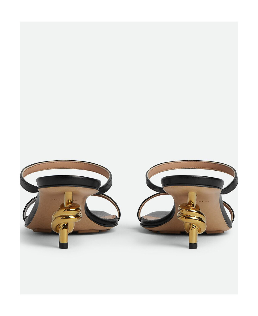 Bottega Veneta Leather Two-band Knot Slide Sandals In Black