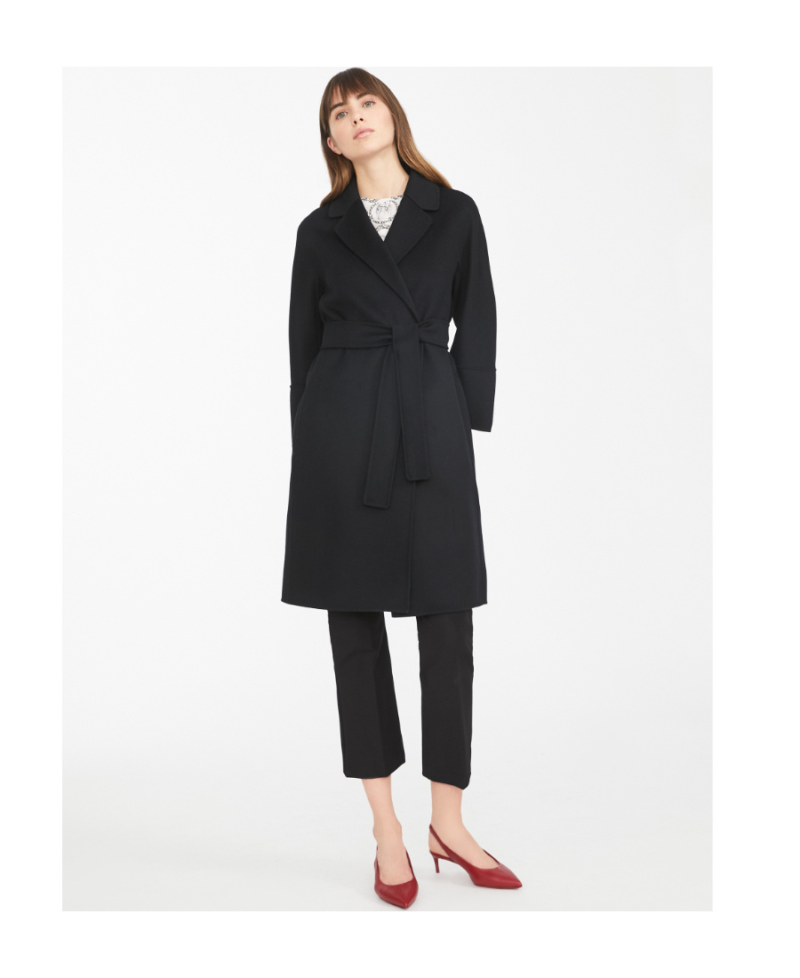 Max Mara Black Arona Double-faced Short Wool Coat In Black