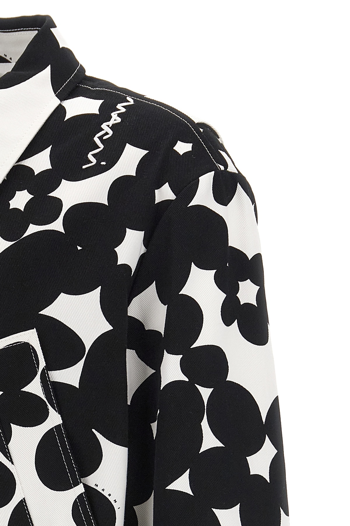 Marni 'floral Bloom' Jacket With Front Pockets In Black