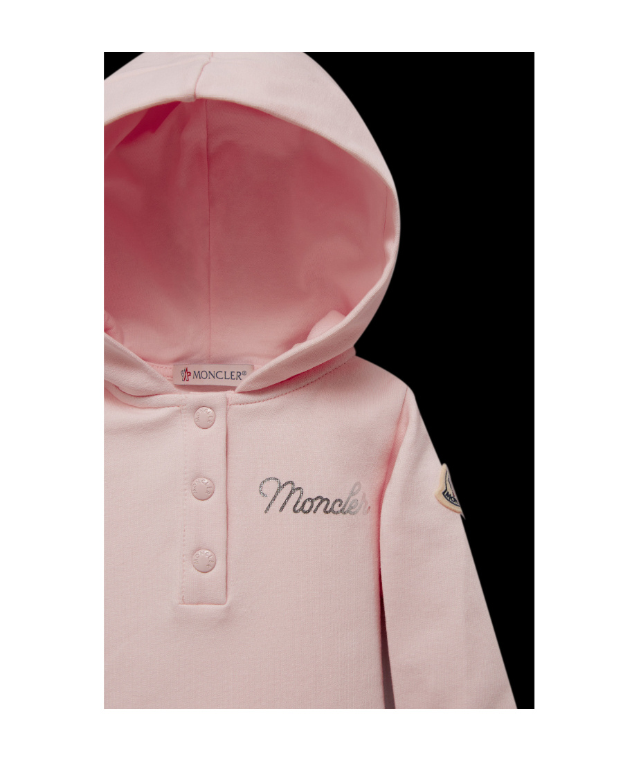 Moncler Long-sleeved Hooded Dress In Pink