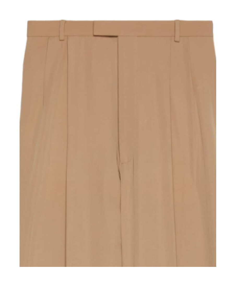 Gucci Pleated Wool Trousers In Camel