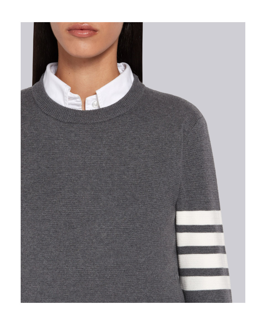 Thom Browne 4-bar Crewneck Knit Jumper In Black