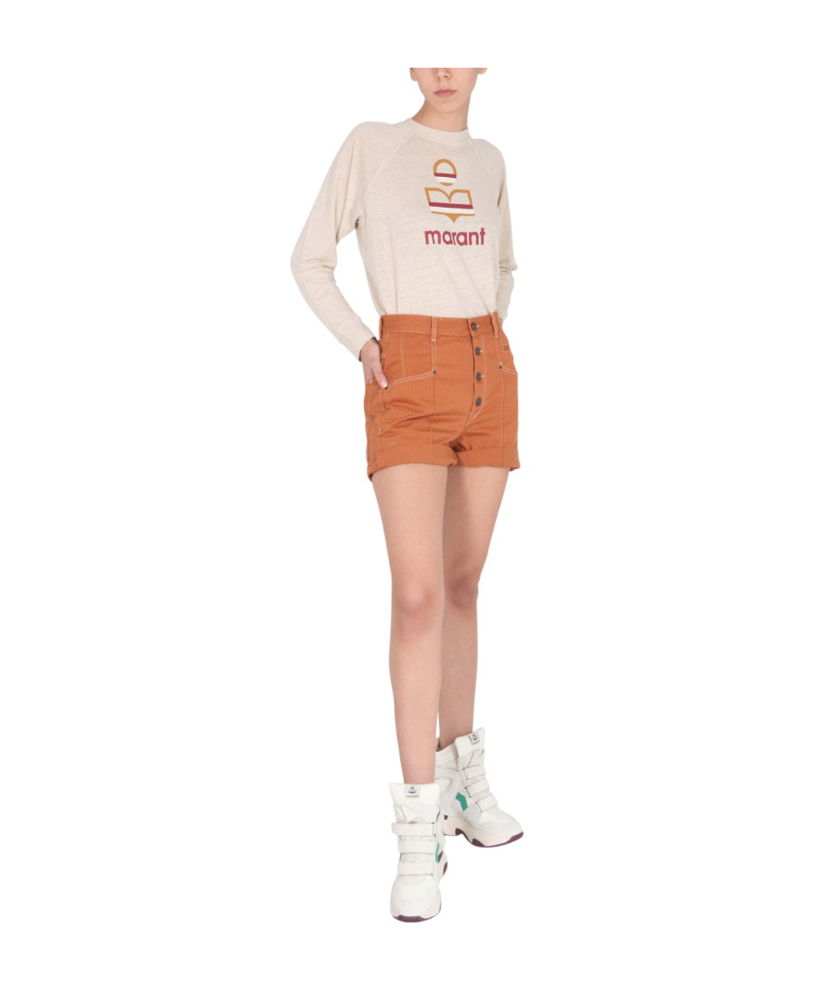 Isabel Marant Button-fastening Cotton Shorts In Pink