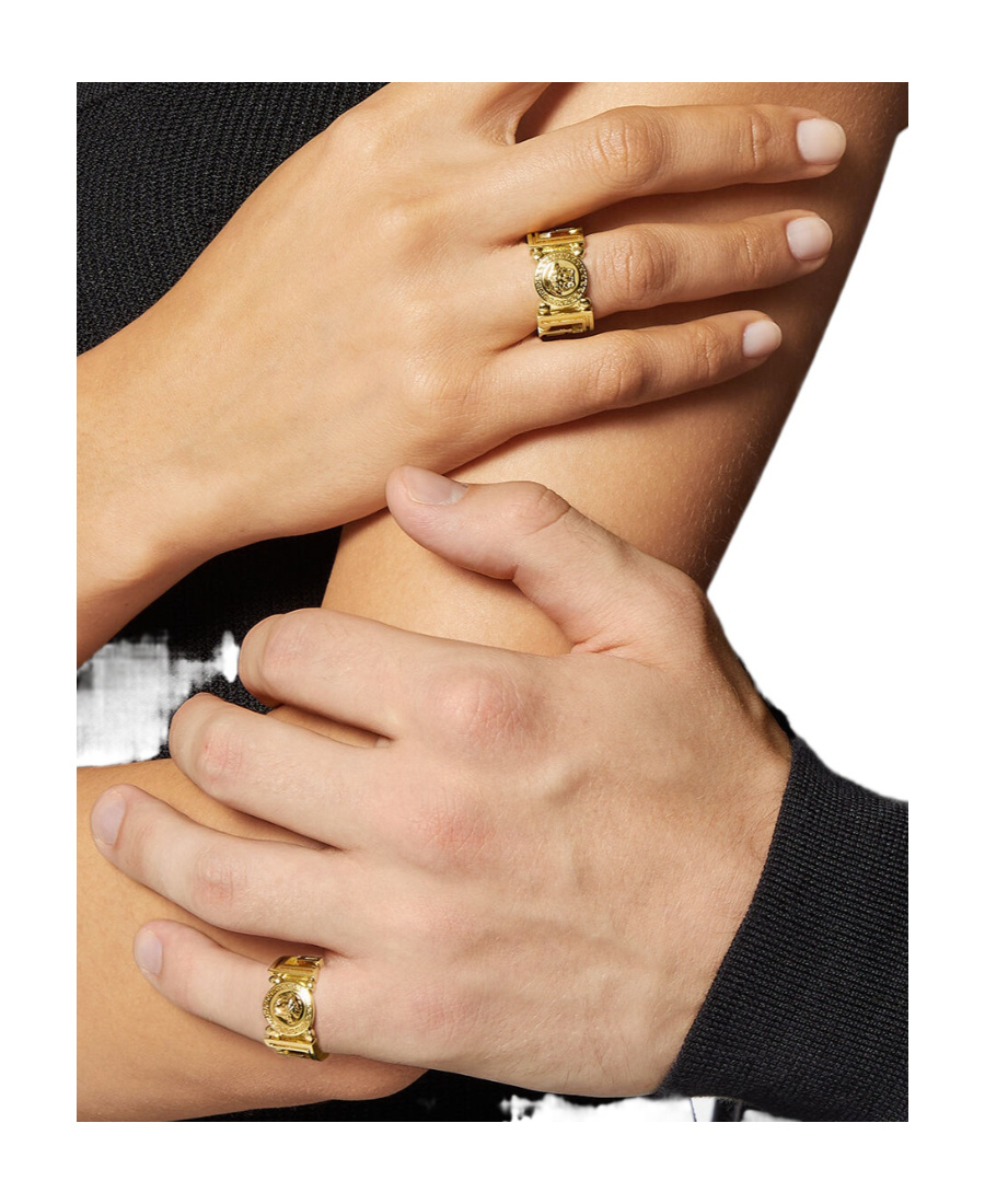 Versace Medusa Head Motif Ring In Yellow