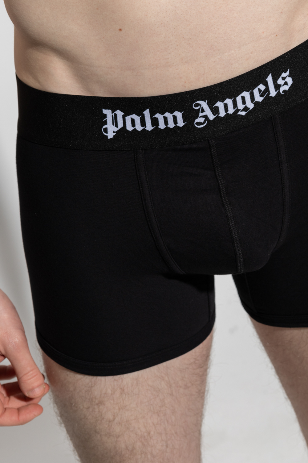 Palm Angels Men's Set Of Two Cotton Boxers | Size Small | Pmuh001c99fab0020110 Color Whiteblack In Black