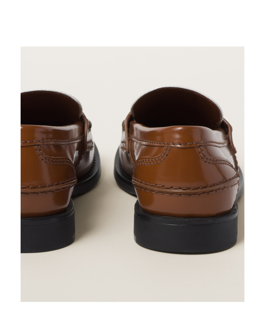 Miu Miu Two-tone Leather Penny Loafers In Brown