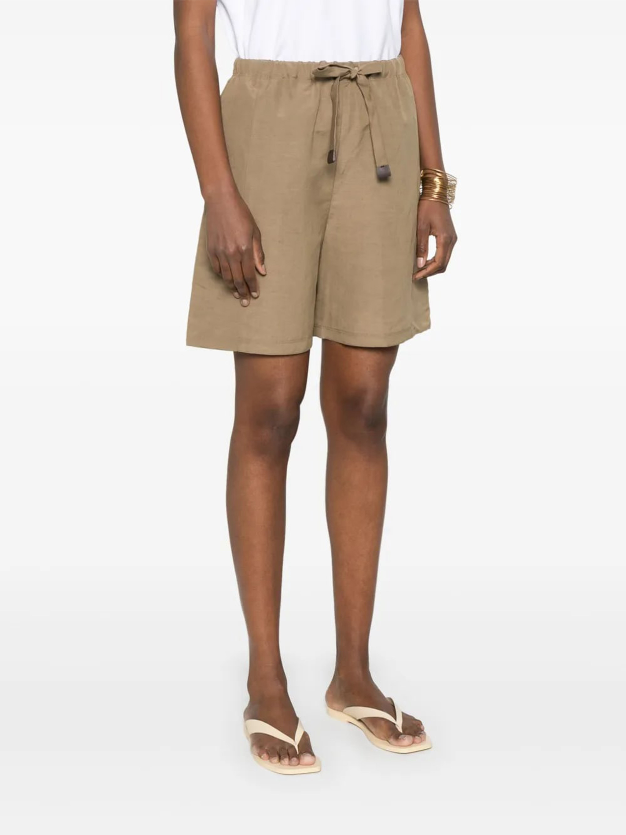 Max Mara Elastic Waist Shorts In Nude