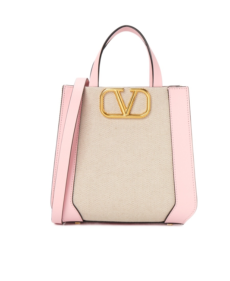 Valentino Logo Shoulder Bag In Nude