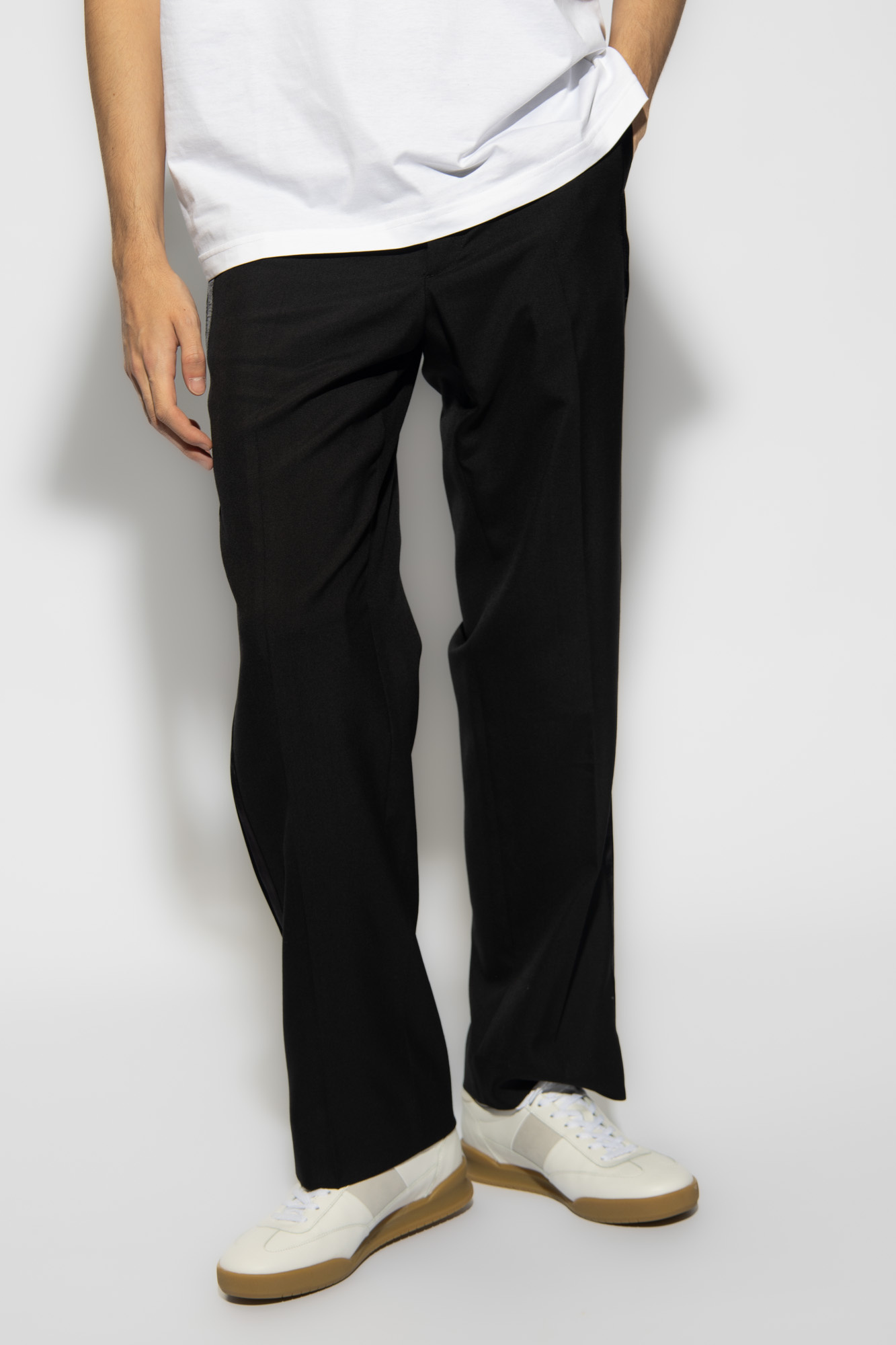 Marni Satin-stripe Trim Trousers In Black