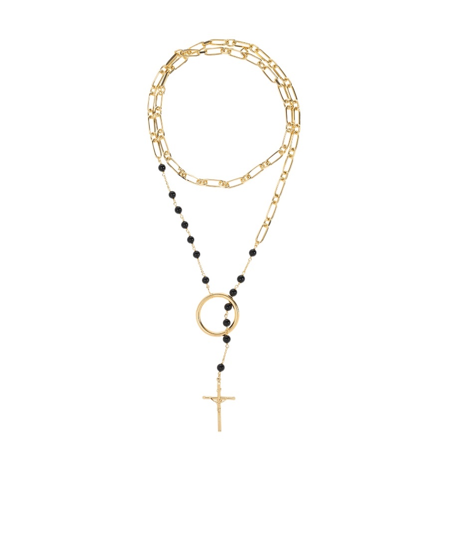 Dolce & Gabbana Cross Pendant Necklace In Yellow