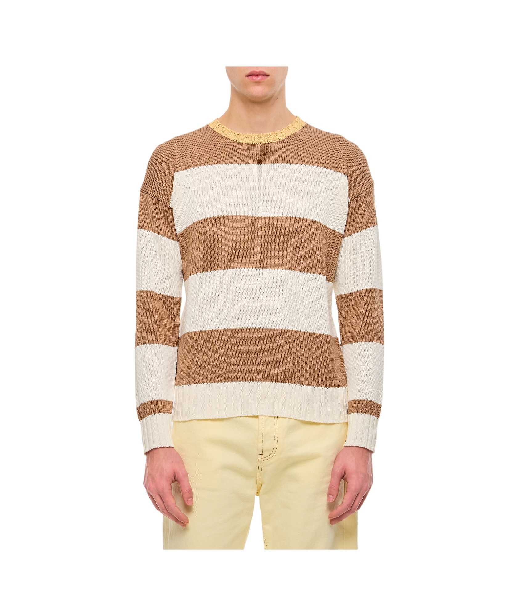 Drumohr Stripe Crewneck Sweater In Pink