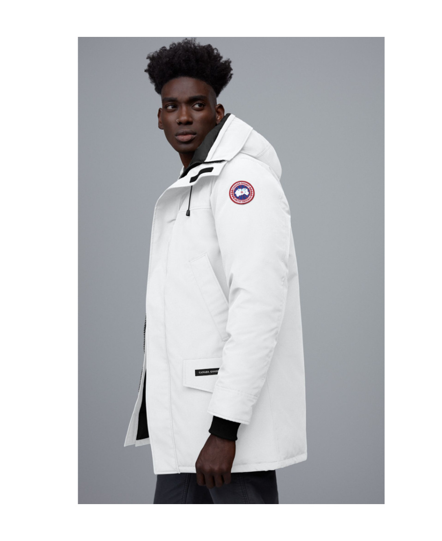 Canada Goose Logo Long-sleeved Hooded Down Jacket In White