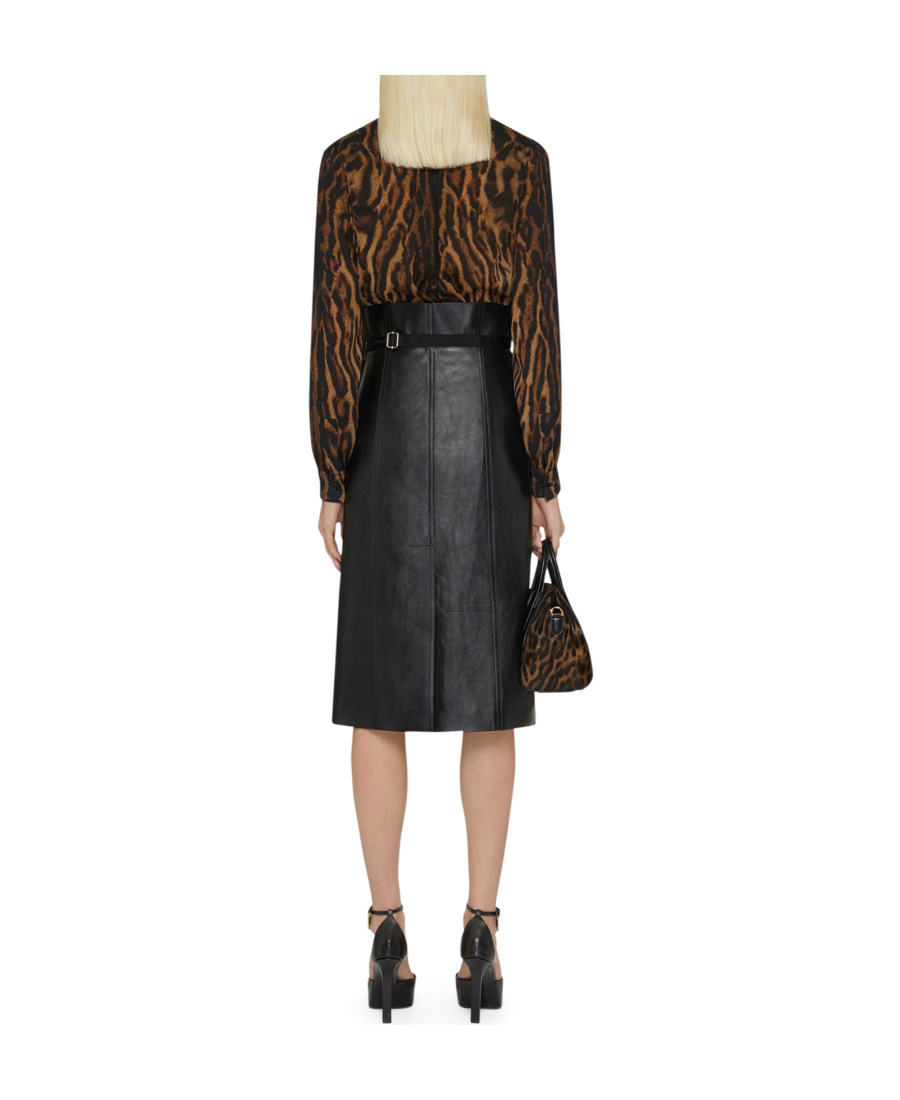 Givenchy Leopard Print Silk Georgette Tie Shirt In Black